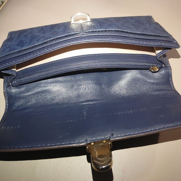 Michael Kors Long Wallet Navy Blue Leather Snap Closure Multiple Card Slots - Picture 4 of 8